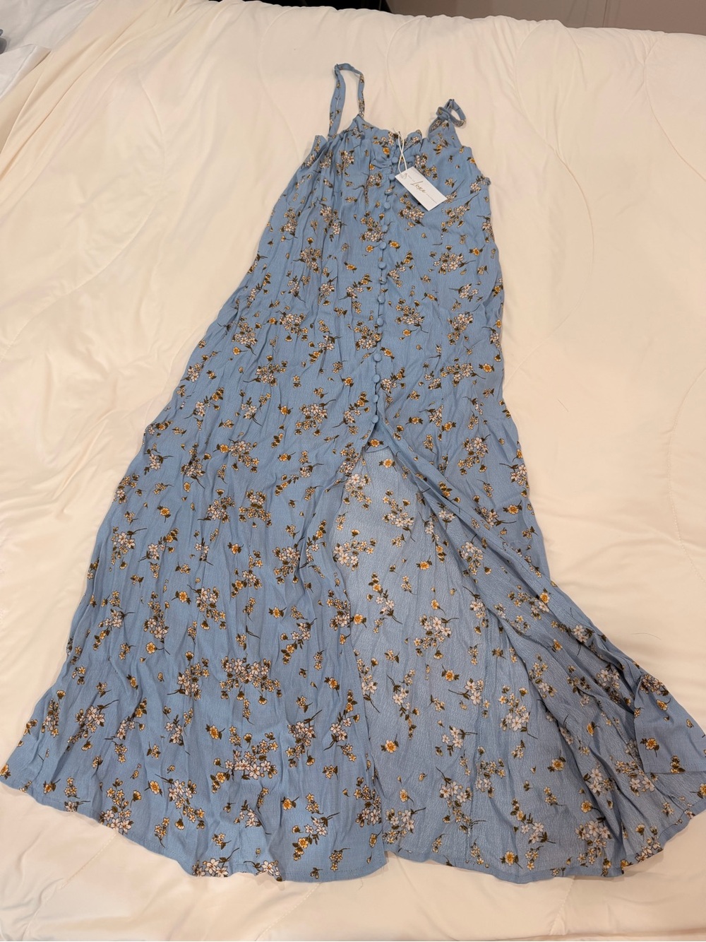 NWT Blue Floral Button Front Maxi Dress Size S